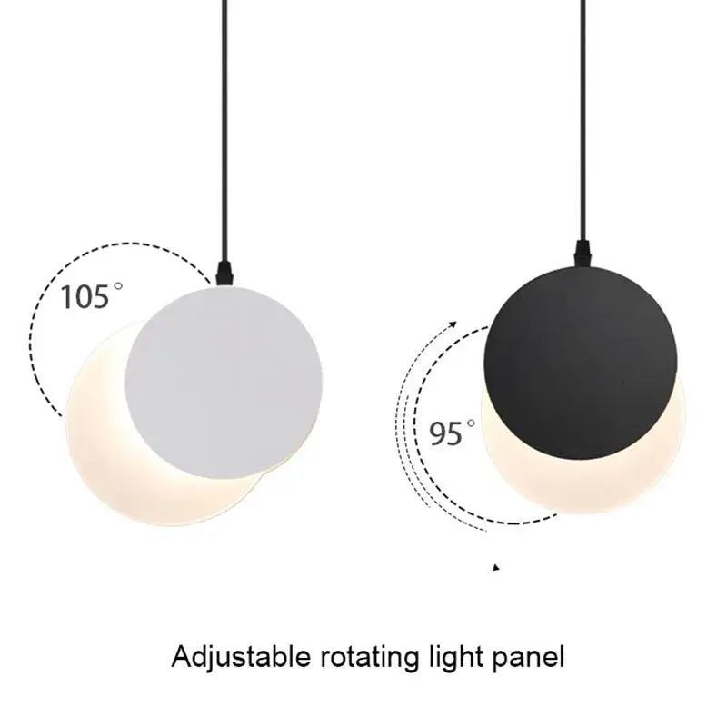 Minimalist black & white crescent moon pendant chandelier bedroom light