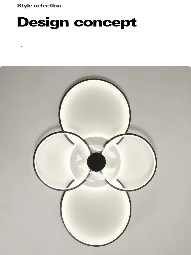Minimalist black & white floral ring ceiling lamp living room