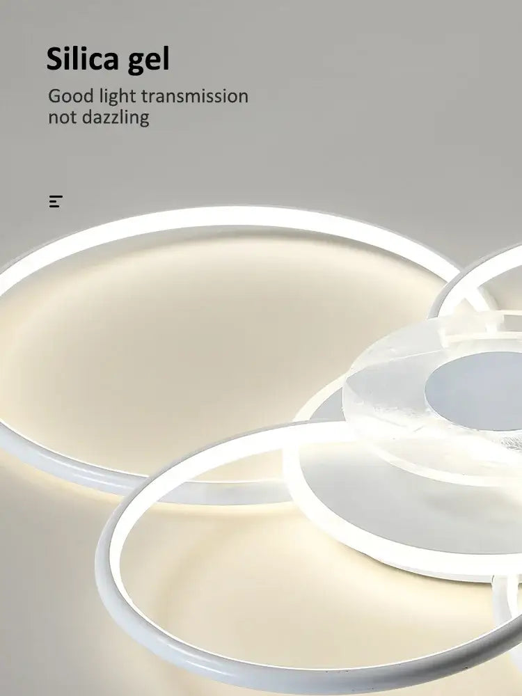 Minimalist black & white floral ring ceiling lamp living room