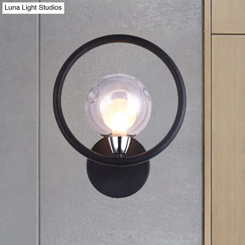 Minimalist black & white glass ball wall sconce bedroom light