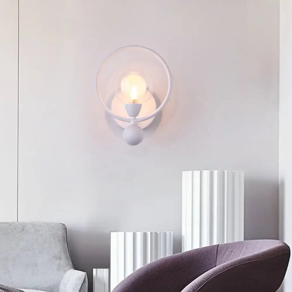Minimalist black & white glass ball wall sconce bedroom light