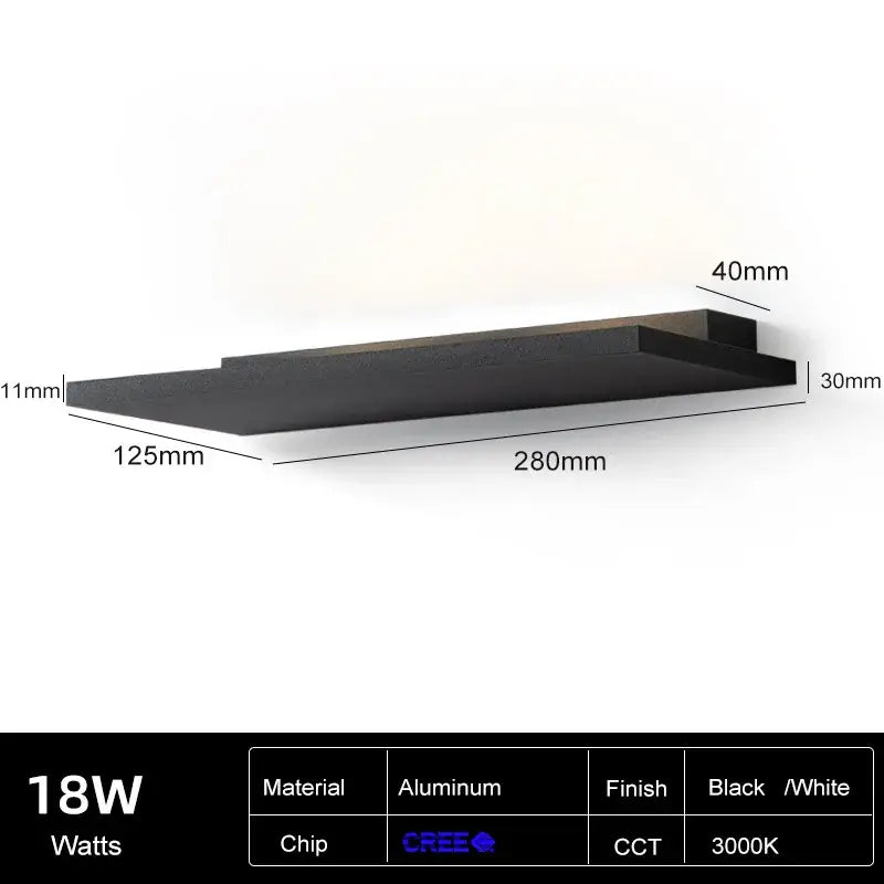 Minimalist black & white led wall light for bedroom and living room