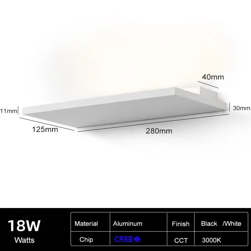 Minimalist black & white led wall light for bedroom and living room
