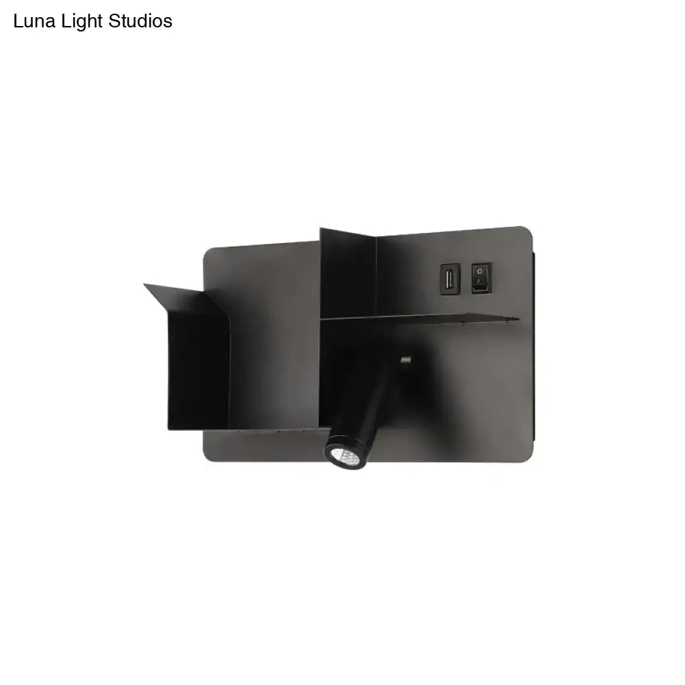 Minimalist black & white metal tubular wall light bedroom sconce