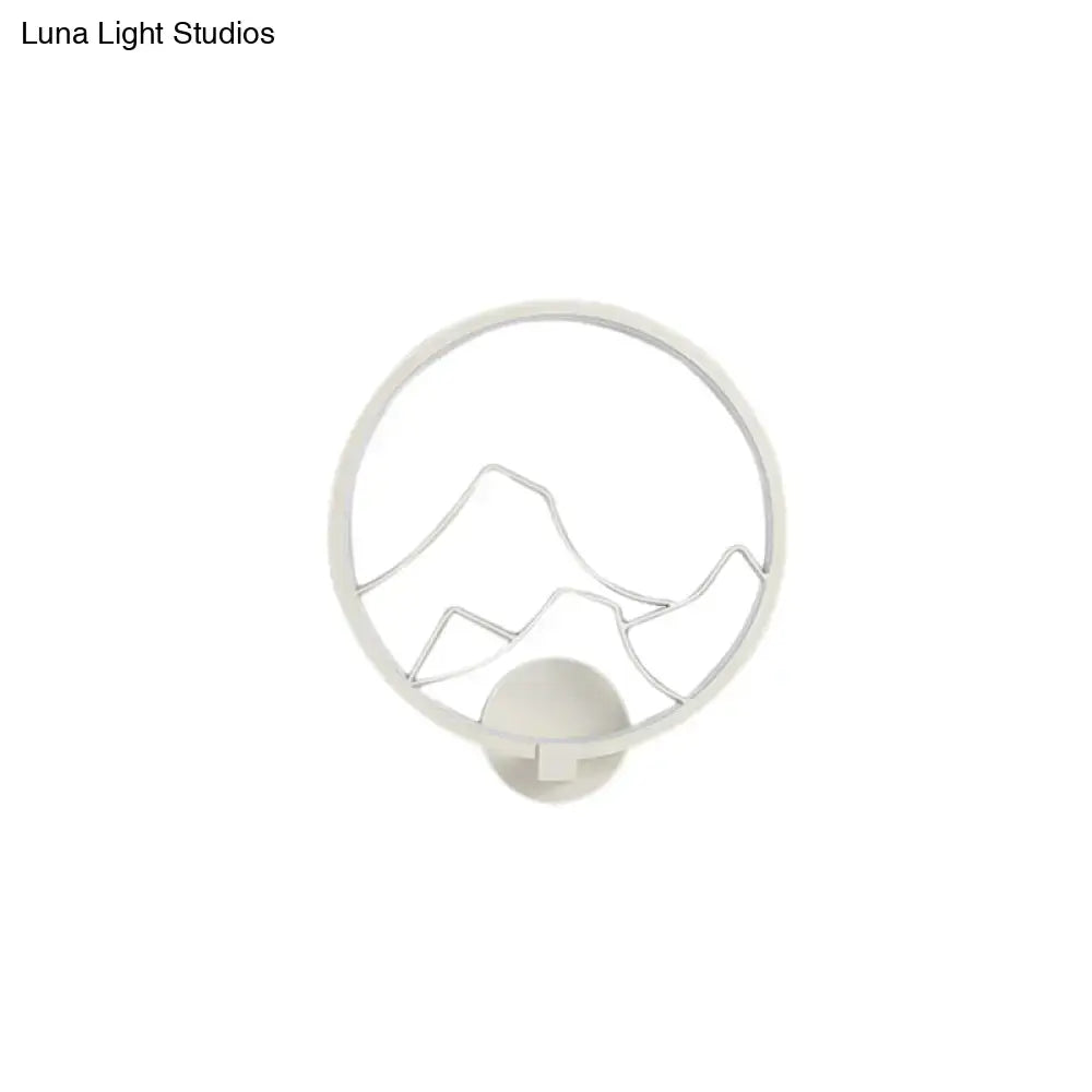 Minimalist black & white mountain acrylic ring wall lamp bedroom