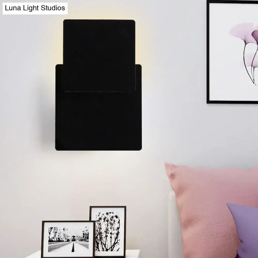 Minimalist black & white square wall lamp bedroom smd light source