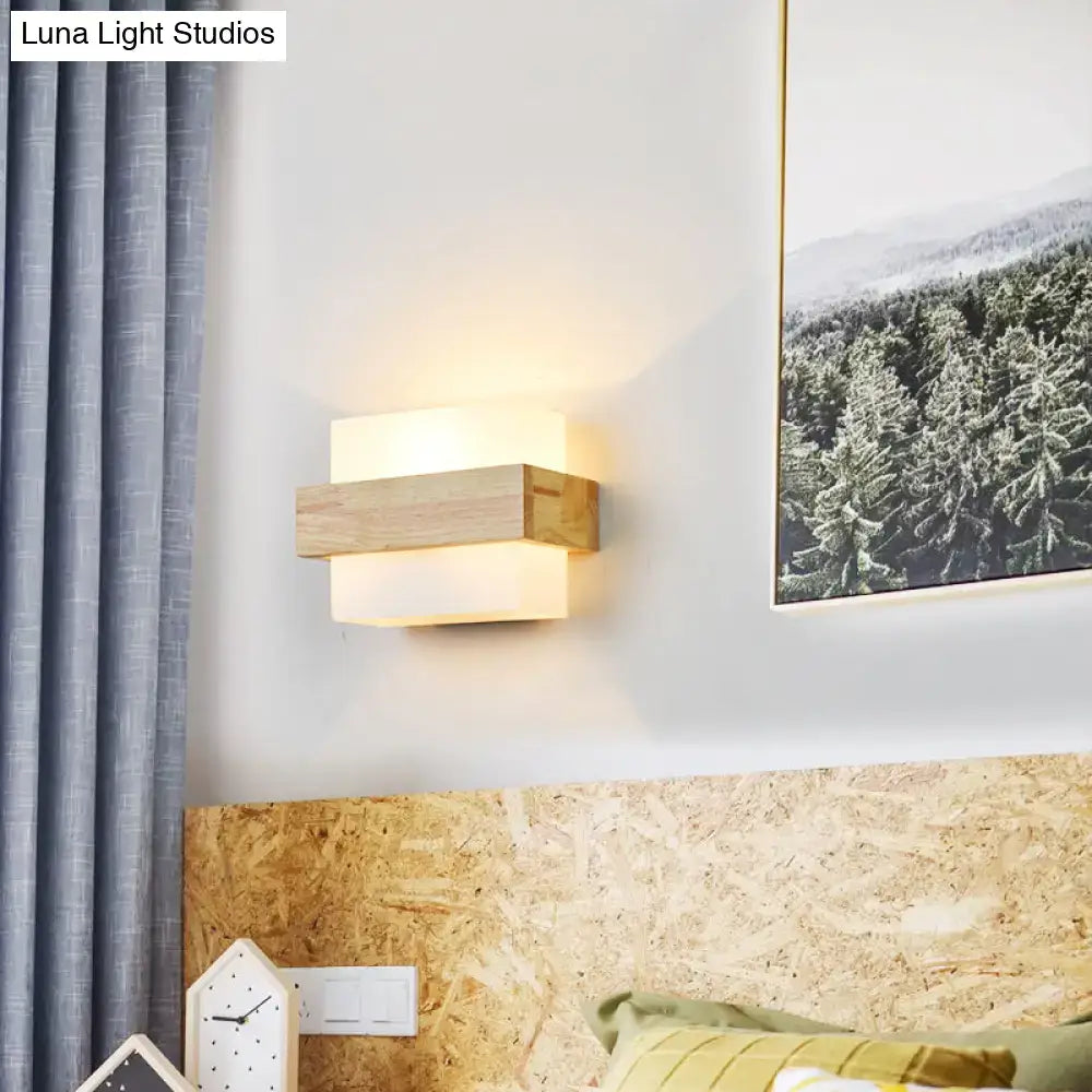 Minimalist brass and glass geometric wall sconce bedroom light