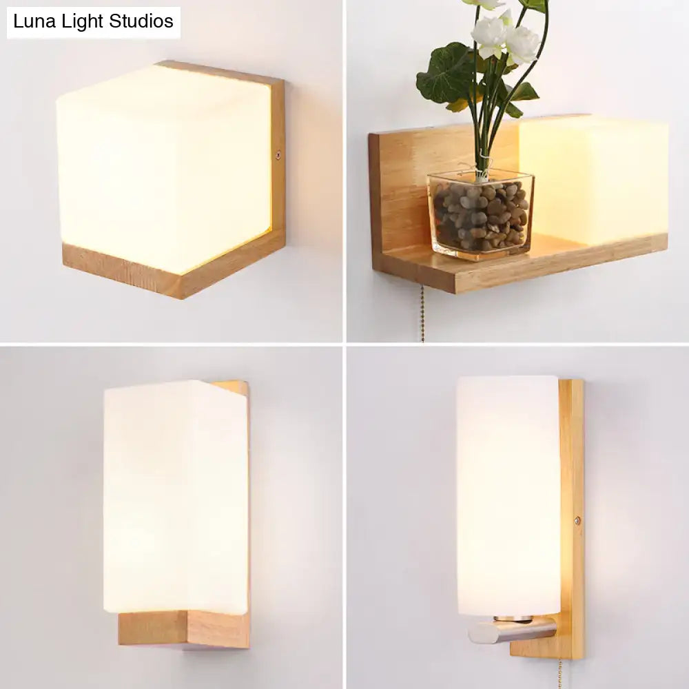 Minimalist brass and glass geometric wall sconce bedroom light