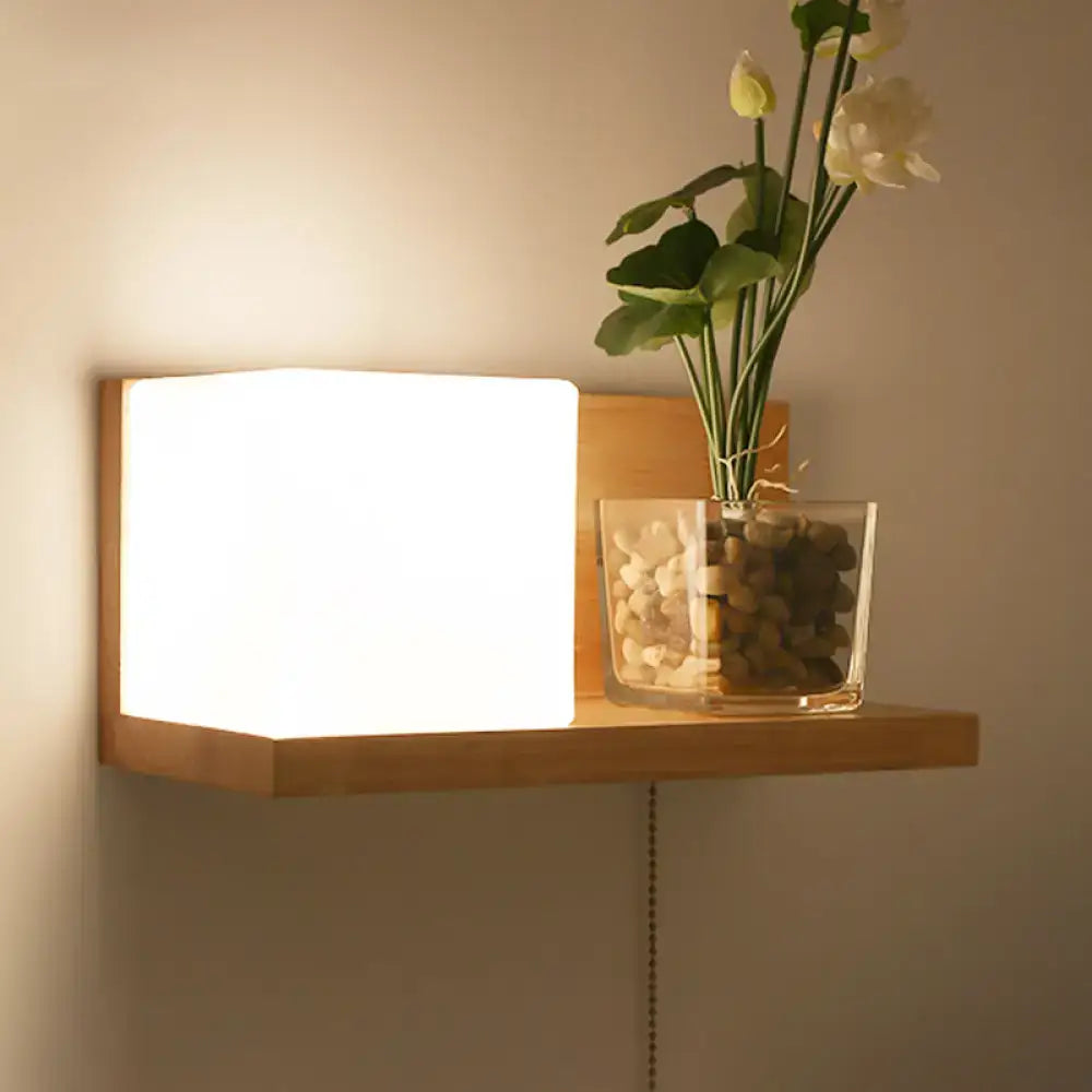 Minimalist brass and glass geometric wall sconce bedroom light