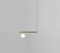 Minimalist brass and white glass ceiling light for kitchen island