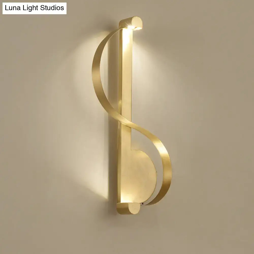 Minimalist brass curve led wall mount light for living room