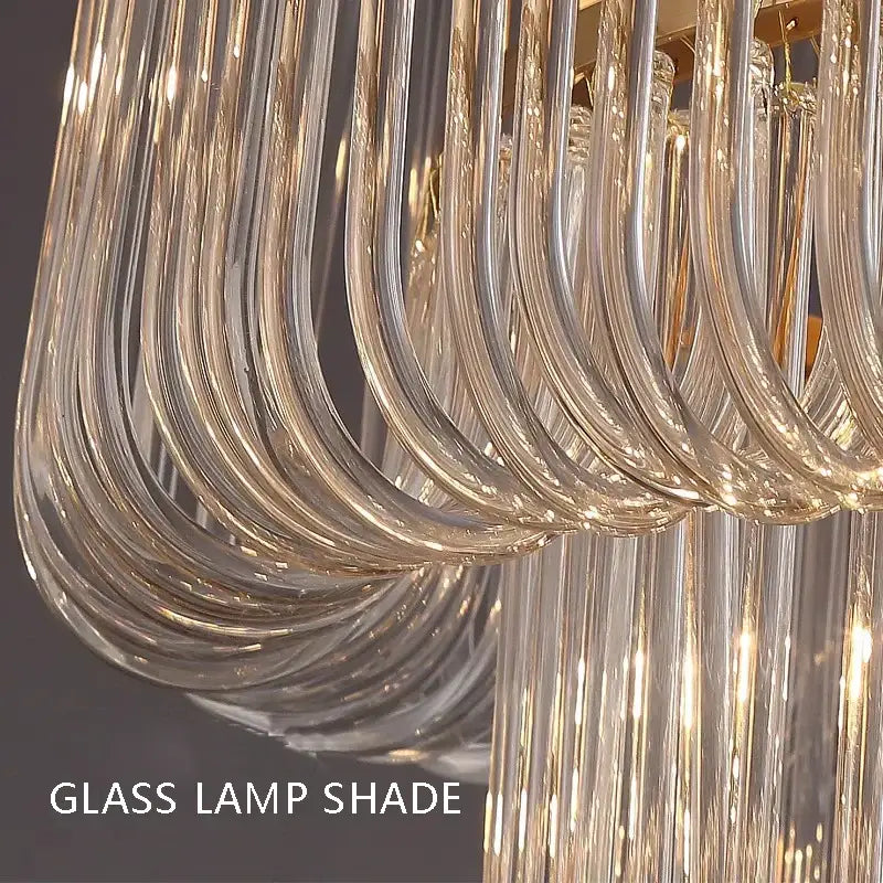Minimalist brass glass bar chandelier living room crystal light