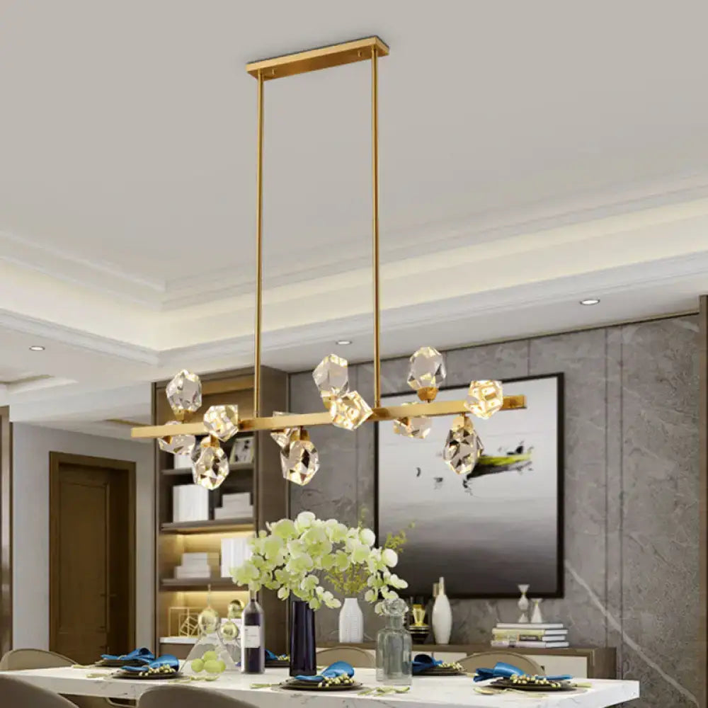 Minimalist brass led gemstone dining room ceiling light