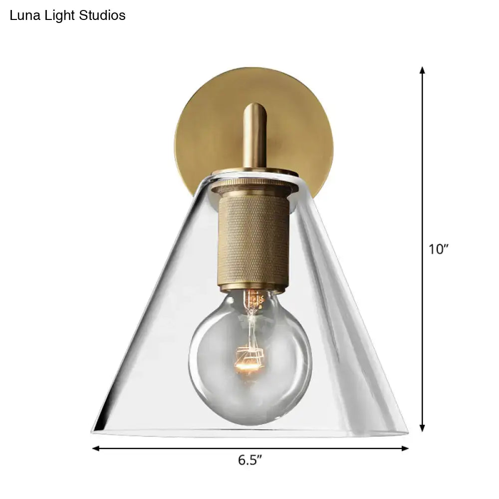 Minimalist bronze wall sconce with glass shade bedroom light