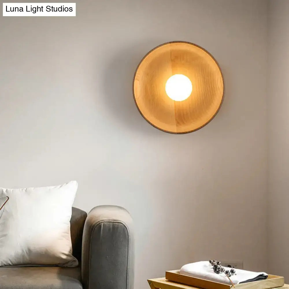 Minimalist brown wood wall light living room tray sconce