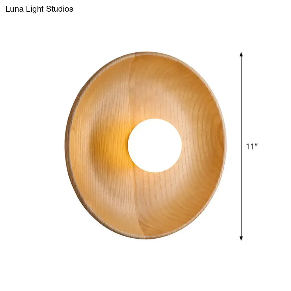 Minimalist brown wood wall light living room tray sconce