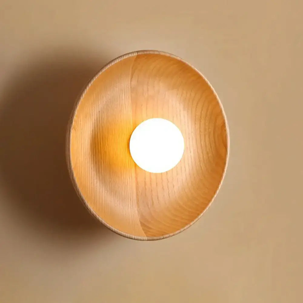 Minimalist brown wood wall light living room tray sconce