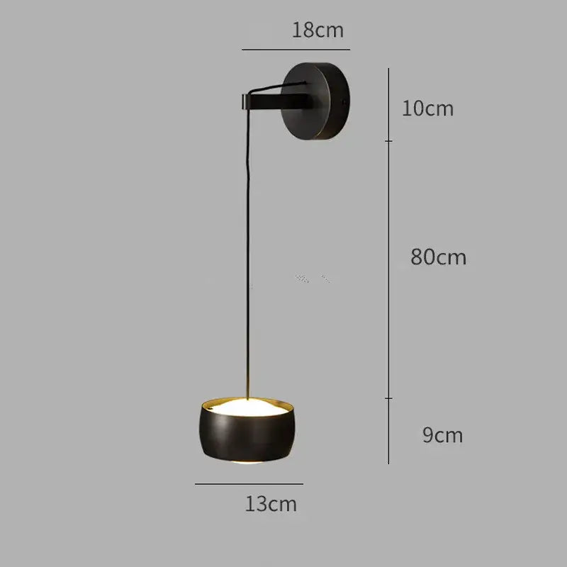 Minimalist brushed brass & matte black led wall lamp for bedroom