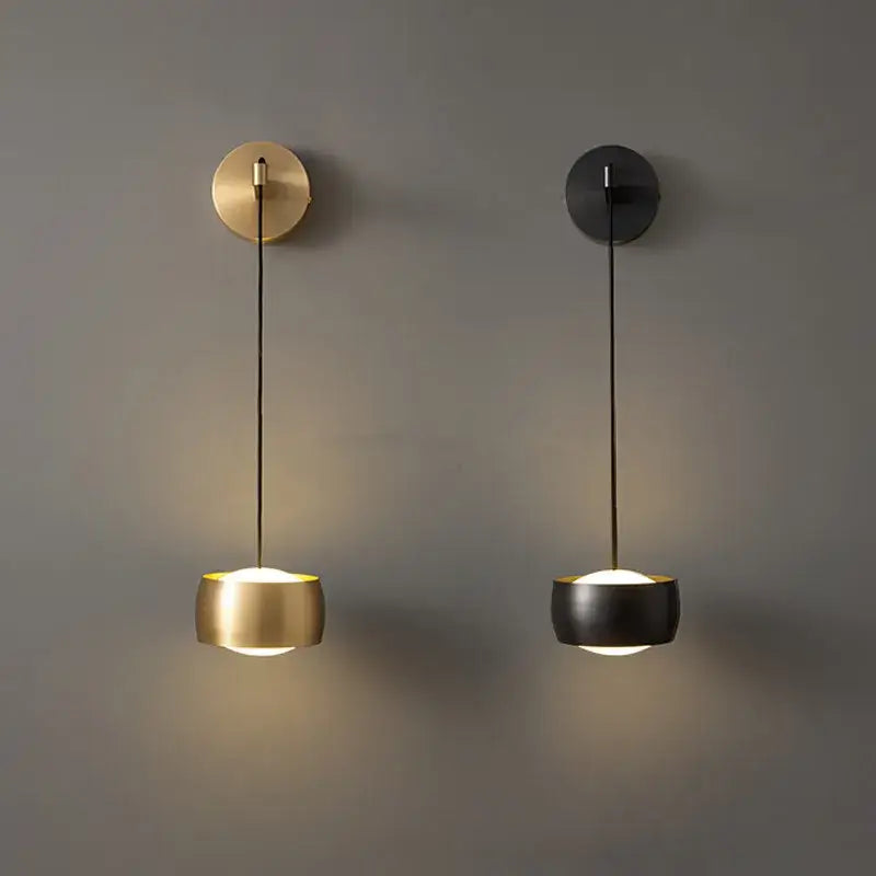 Minimalist brushed brass & matte black led wall lamp for bedroom
