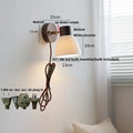 Minimalist ceramic walnut wood wall light bedroom reading lamp