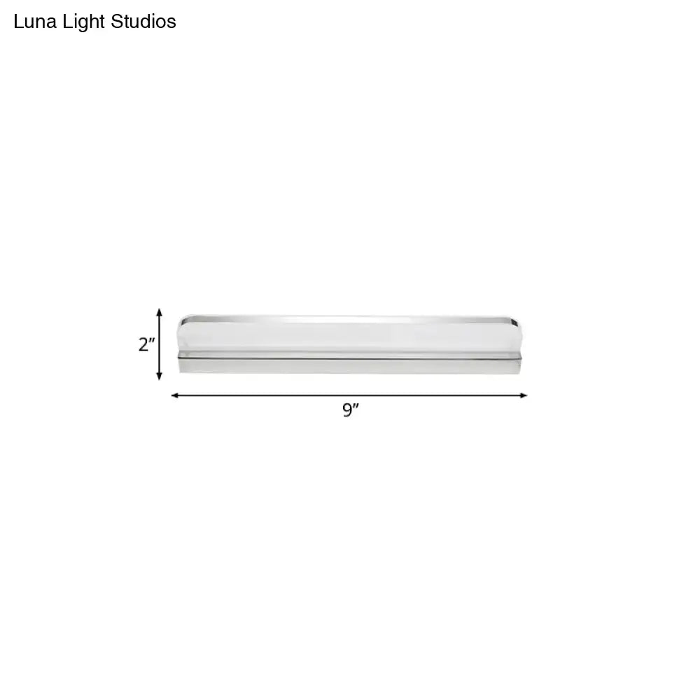 Minimalist chrome led vanity wall light for bathroom