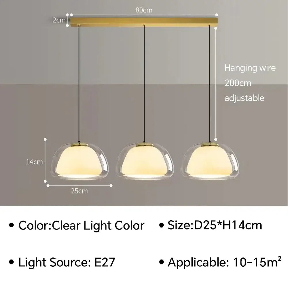 Minimalist clear glass jelly pendant lamp for living room