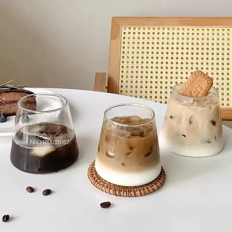 Minimalist clear glass water cup for kitchen and dining room