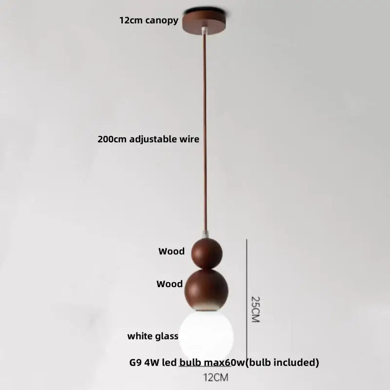 Minimalist concrete and wood led wood pendant light dining room