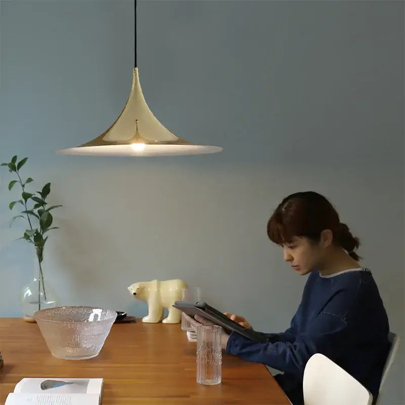 Minimalist copper horn chandelier pendant light for dining room