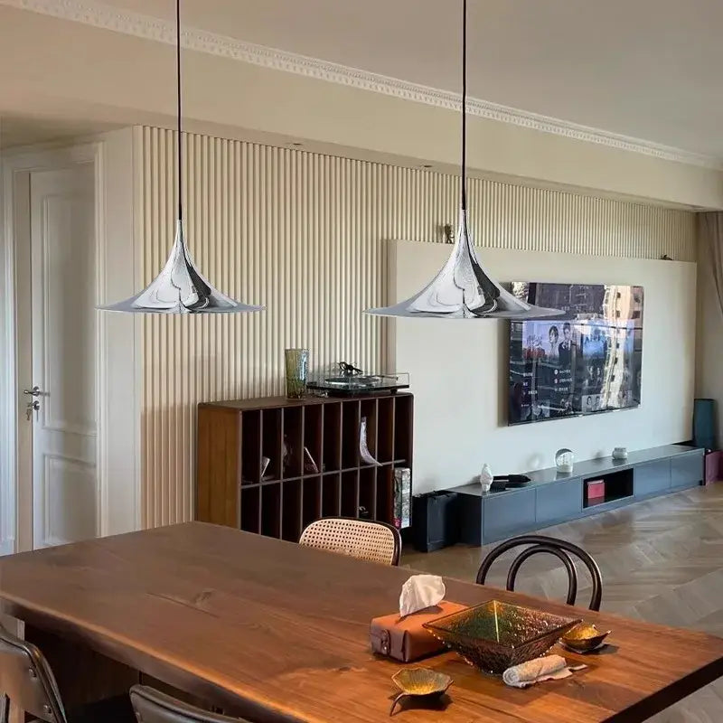 Minimalist copper horn chandelier pendant light for dining room