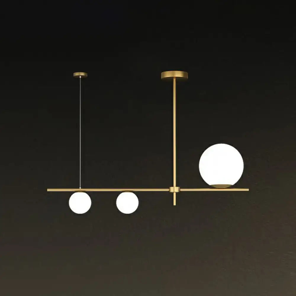 Minimalist cream glass globe island pendant light for dining room