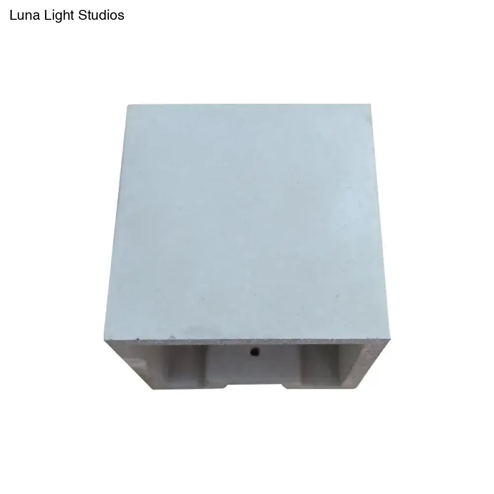 Minimalist cube cement flush mount wall light for stairs