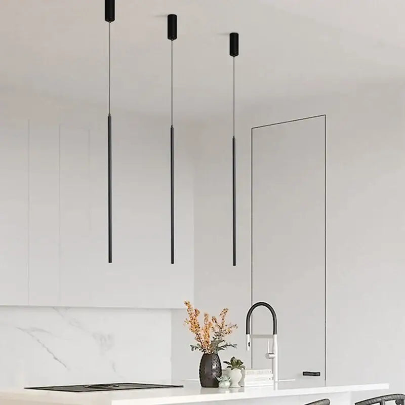 Minimalist decorbites black slim led pendant lamp dining room light