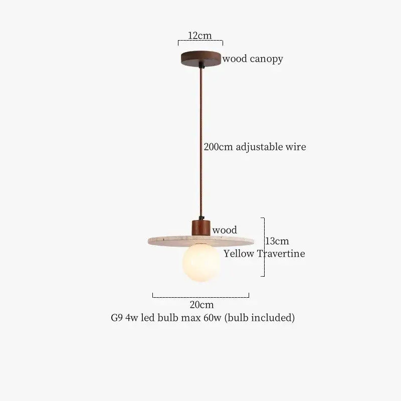 Minimalist decorbites led yellow travertine pendant lamp dining room