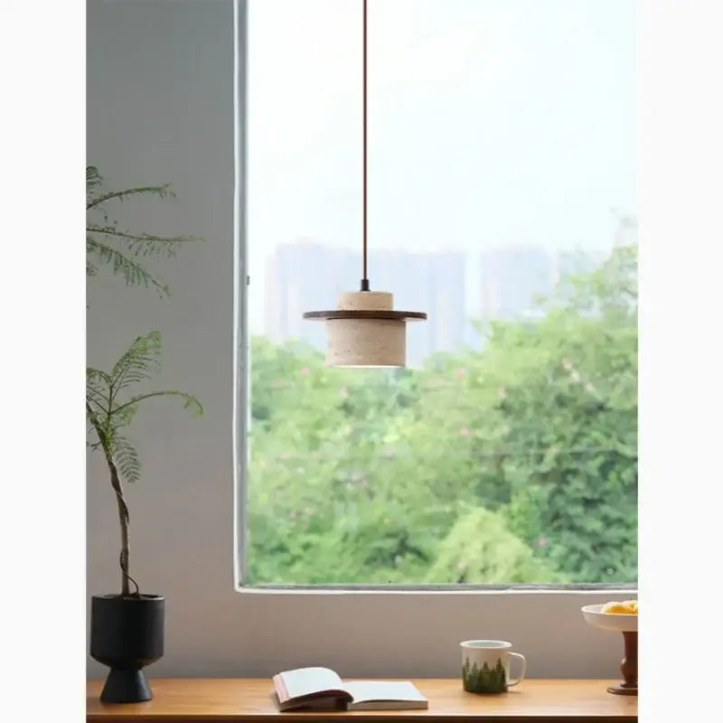 Minimalist decorbites led yellow travertine pendant lamp dining room