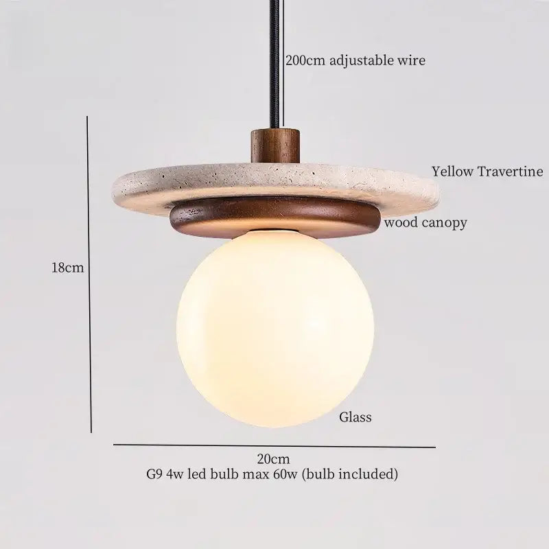 Minimalist decorbites led yellow travertine pendant lamp dining room