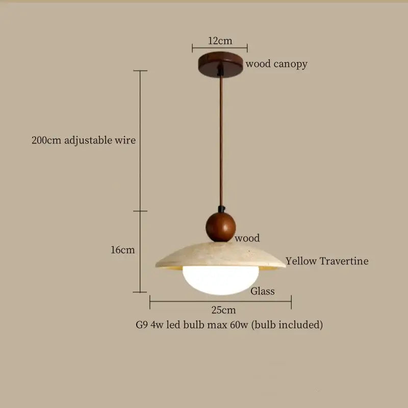Minimalist decorbites led yellow travertine pendant lamp dining room