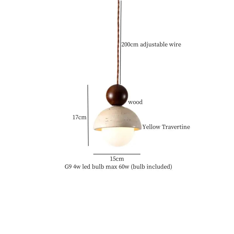 Minimalist decorbites led yellow travertine pendant lamp dining room
