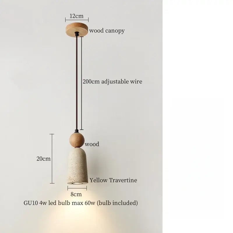 Minimalist decorbites led yellow travertine pendant lamp dining room