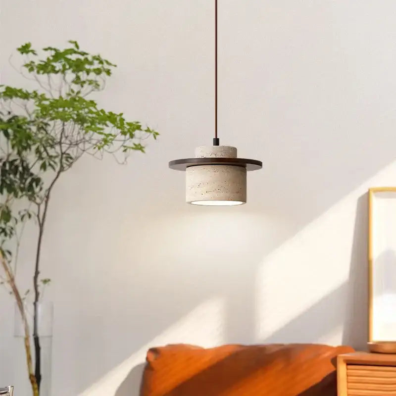 Minimalist decorbites led yellow travertine pendant lamp dining room
