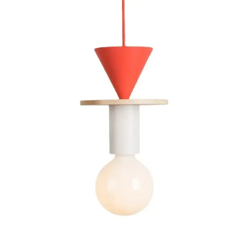 Minimalist earth tone wood and ceramic pendant light dining room