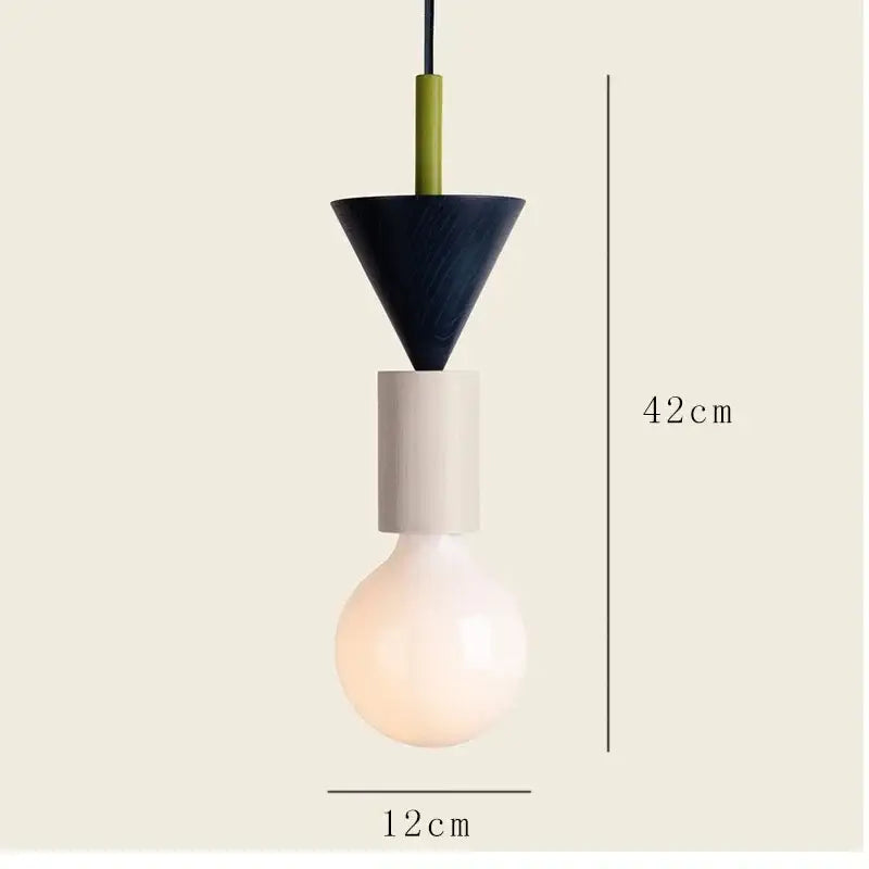 Minimalist earth tone wood and ceramic pendant light dining room