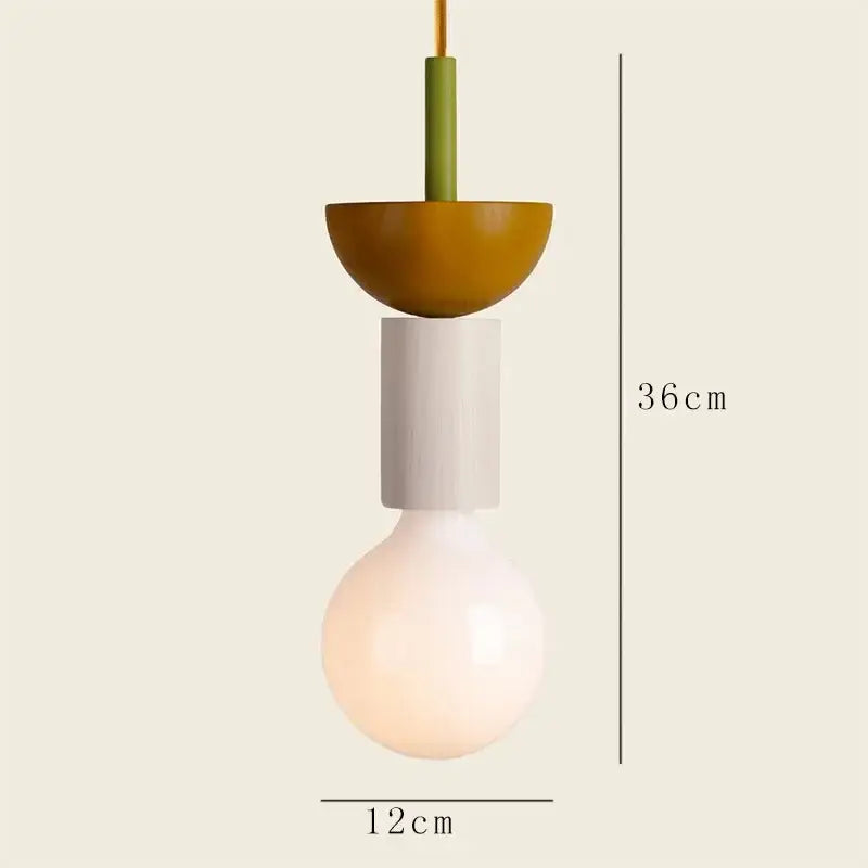 Minimalist earth tone wood and ceramic pendant light dining room