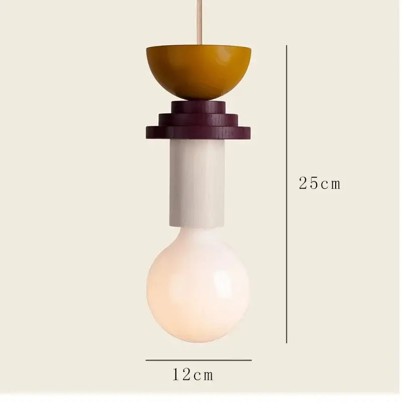 Minimalist earth tone wood and ceramic pendant light dining room