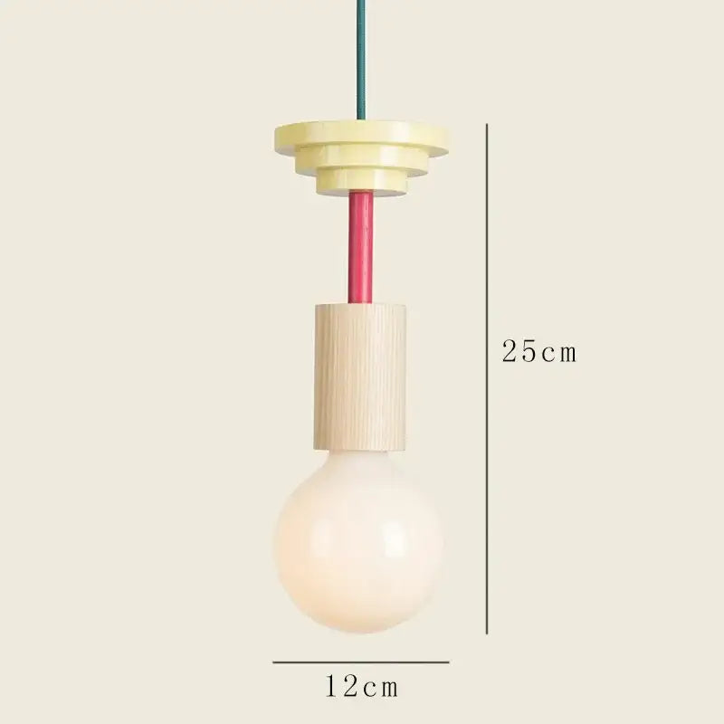 Minimalist earth tone wood and ceramic pendant light dining room