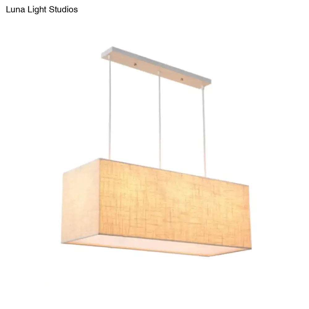 Minimalist flaxen rectangle island lighting kitchen fabric pendant
