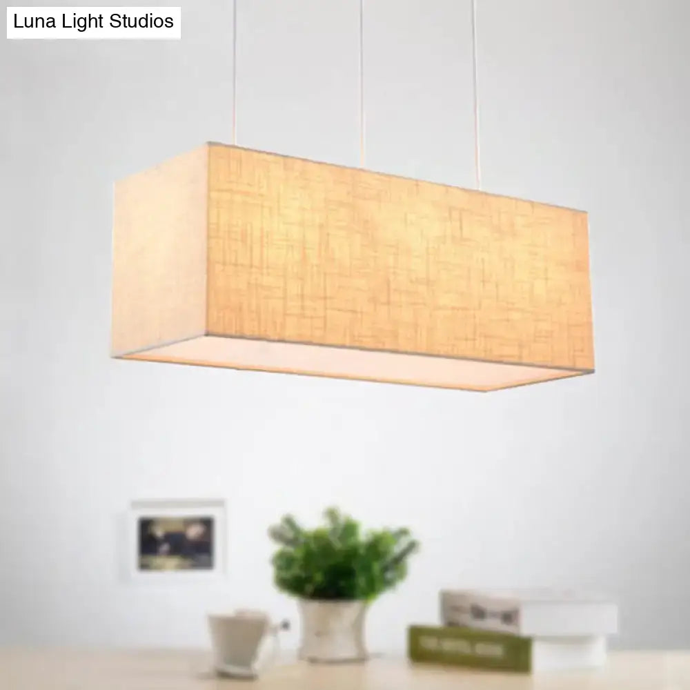 Minimalist flaxen rectangle island lighting kitchen fabric pendant