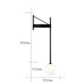 Minimalist geometric iron wall lamp with glass globe for bedroom