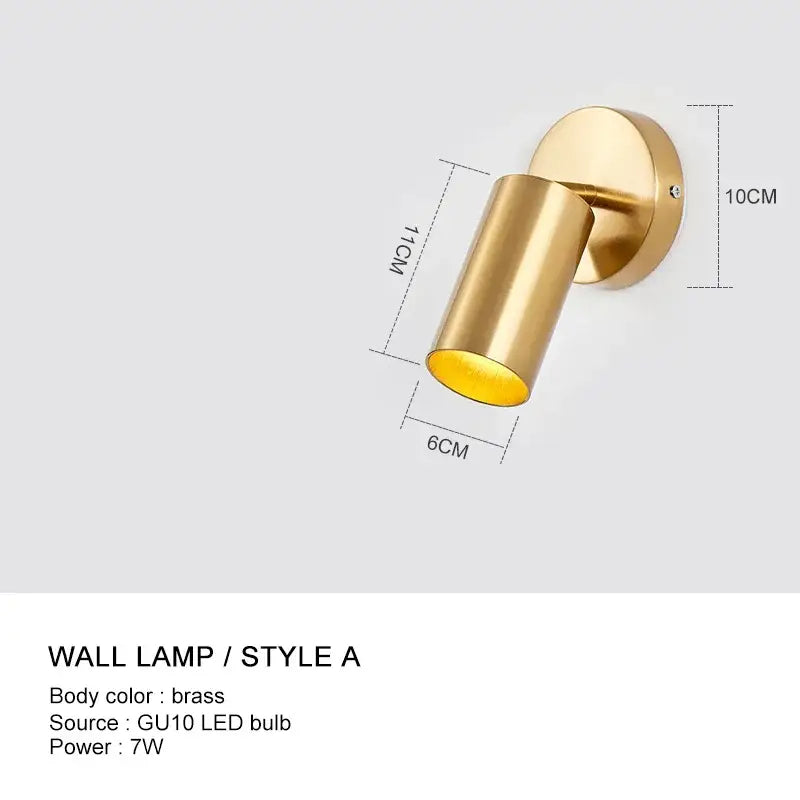 Minimalist gold adjustable angle wall light bedroom sconce