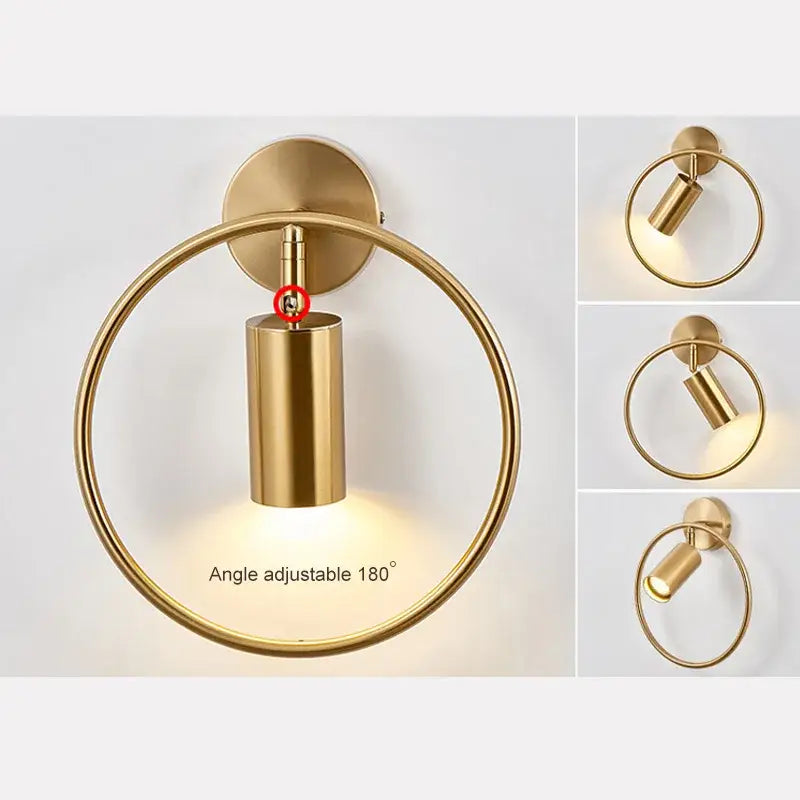 Minimalist gold adjustable angle wall light bedroom sconce
